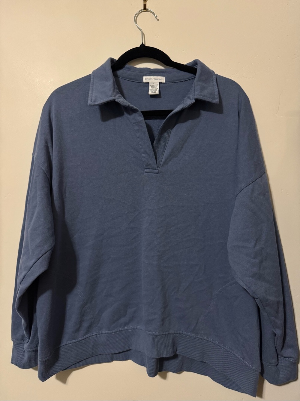 Caslon Relaxed Collared Pullover Sweater in Slate Blue